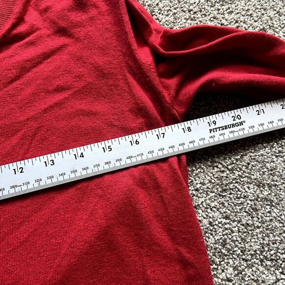 BURBERRY BRIT RED CHECKERED V NECK CASHMERE SWEATER SZ SMALL - Picture 7 of 7